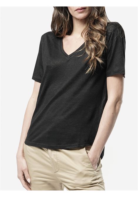 T-shirt scollo a V in lino NOT SHY | T- Shirt | JAYA-4405014NOIR